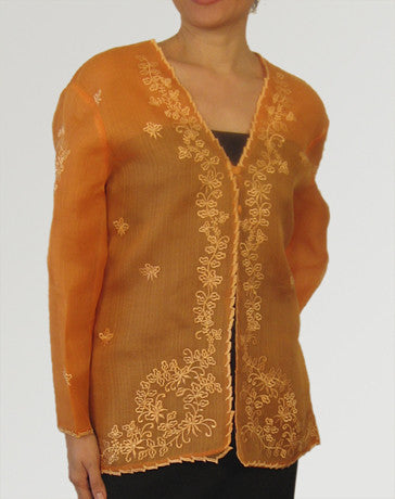 Women's Jacket Orange Cocoon silk 100232 Orange