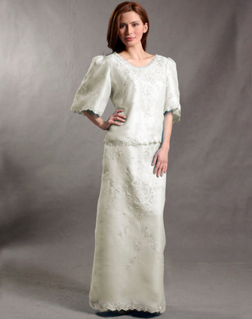 Women's A-Line Skirt Cream Textured Silk Organza 100408 Cream