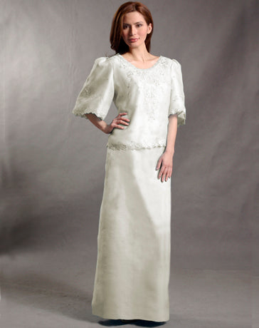 Women's A-Line Skirt Cream Textured Silk Organza 100409 Cream
