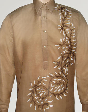 Men's Barong Light brown Jusi fabric 100429 Light Brown