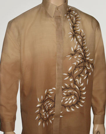 Men's Barong Light brown Jusi fabric 100431 Light Brown