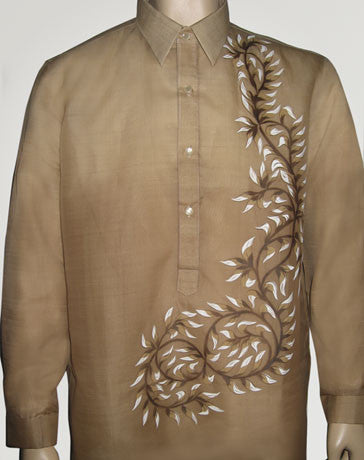 Men's Barong Light brown Jusi fabric 100432 Light Brown
