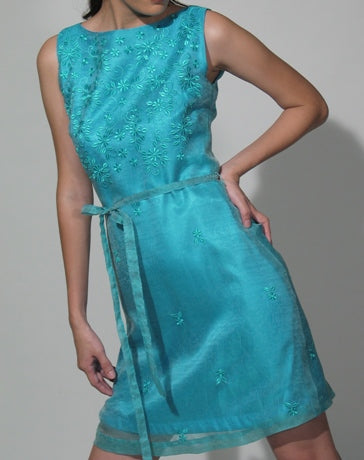 Women's Dress Aqua Silk 100462 Aqua