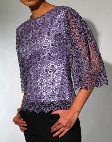 Women's Kimona Purple Macrame Lace 100470 Purple