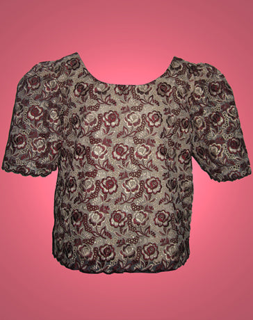 Women's Kimona blouse Burgundy Macrame Lace 100546 Burgundy