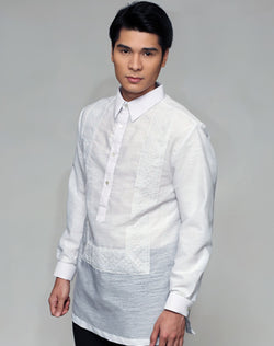 Men's Barong White Textured Organza 100870 White