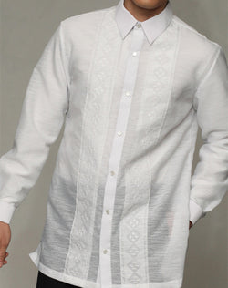 Men's Barong White Textured Organza 100871 White