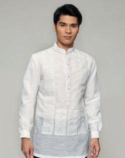 Men's Barong White Textured Organza 100872 White