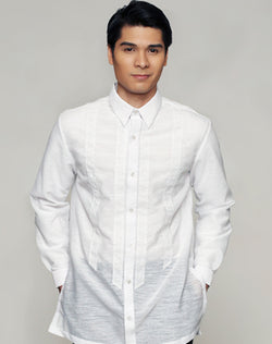 Men's Barong White Textured Organza 100873 White