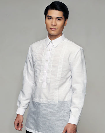 Men's Barong White Textured Organza 100874 White