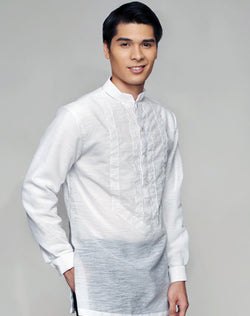 Men's Barong White Textured Organza 100875 White