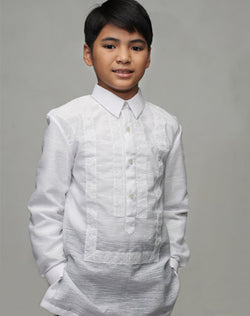 Boys' Barong White Textured Organza 100877 White